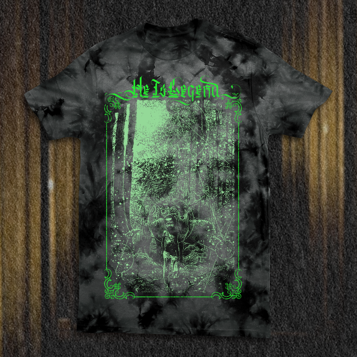 HE IS LEGEND "THE FOREST" BLACK CRYSTAL TIE DYE SHIRT