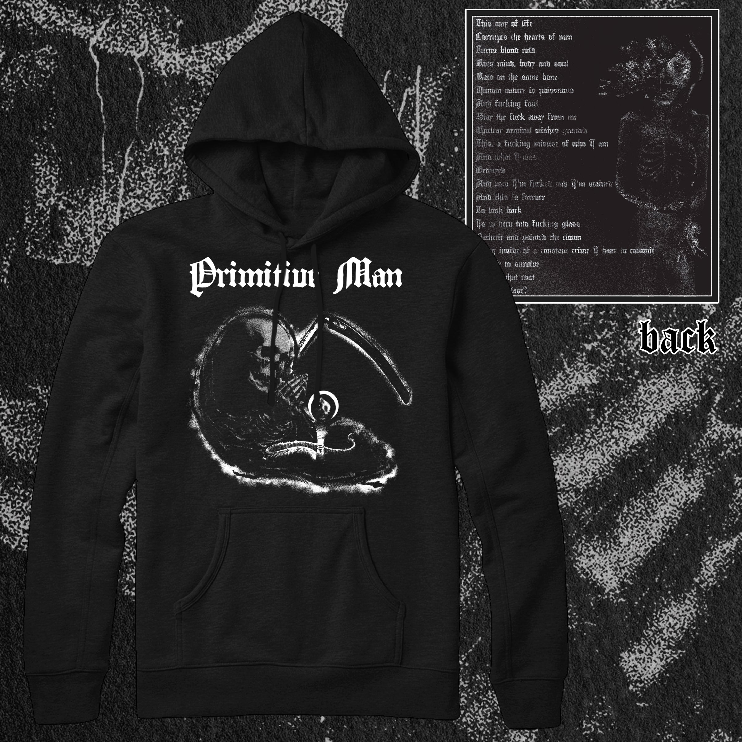 PRIMITIVE MAN REAPER SNAKE PULLOVER HOOD Holy Mountain Printing