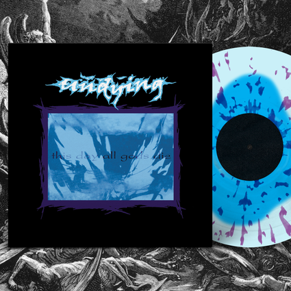 a blue and white vinyl record